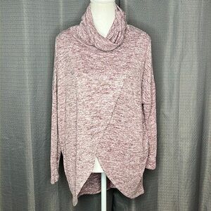 WONDERLAND BY ORANGE PURPLE MARBLE LONG SLEEVE ASYMMETRICAL SWEATER SMALL NEW